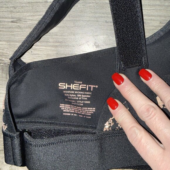 SHEFIT Women’s Black Front Zip High Impact Sports Bra Size 1Luxe - Picture 4 of 4